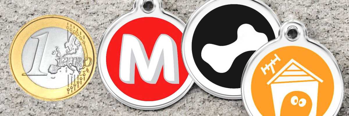 Hundemarke RedDingo Uebersicht hell gravierte Marken Größe M