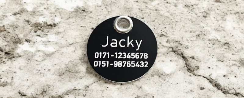 Hundemarke Acryl schwarz/weiß