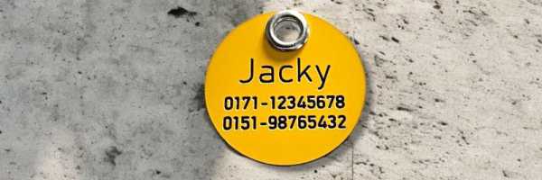 Hundemarke Acryl gelb/schwarz