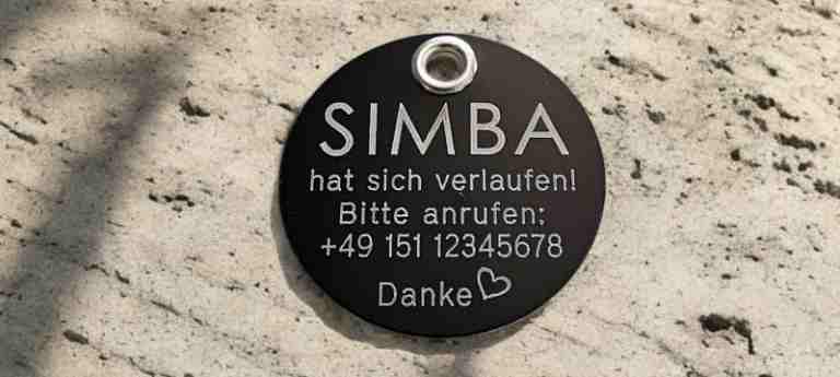 Alu-Hundemarke farbig, rund, 40 mm - schwarz, beidseitig