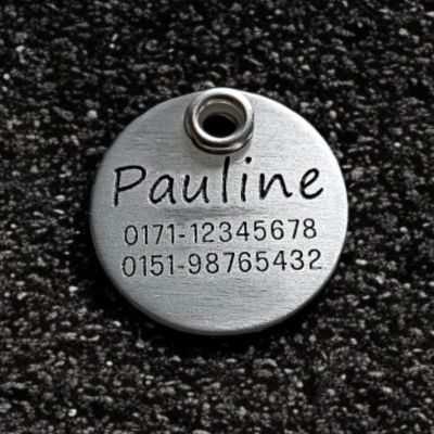 Alu-Hundemarke, Natur - 30 mm, beidseitig