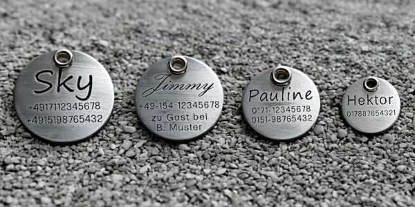Hundemarken aus Aluminium ungefärbt - Übersicht