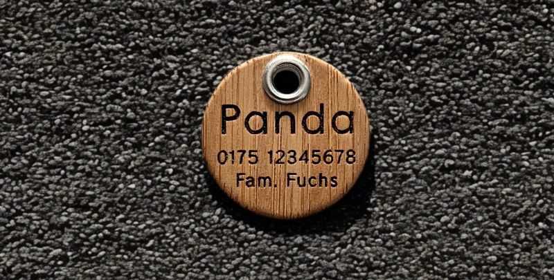 Hundemarke Bambus 30 mm einseitig oder beidseitig beschriftbar