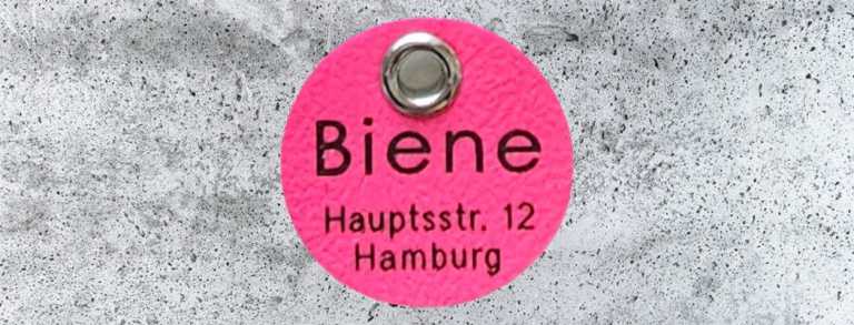 Biothane-Hundemarke rund, 25 mm, darkpink, beidseitig