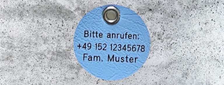 Biothane-Hundemarke rund, 30 mm, sky, beidseitig