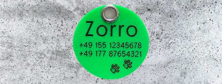 Biothane-Hundemarke rund, 36 mm, neongrün, beidseitig