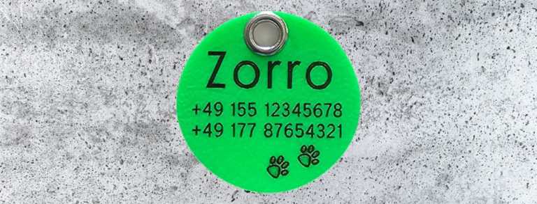 Hundemarke Biothane 35 mm neongruen