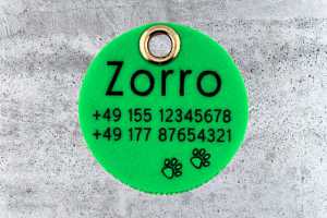 Hundemarke Biothane 36 mm neongrün