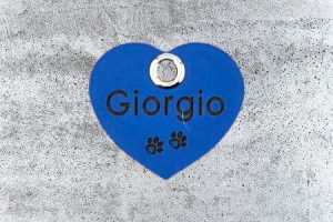 Biothane-Hundemarke Herz, 30 mm, dunkelblau, beidseitig