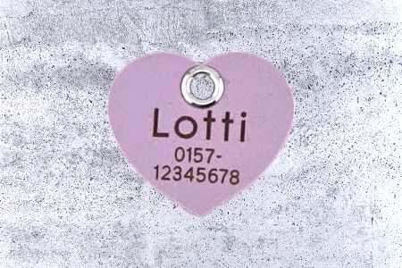 Hundemarke Biothane Herz 30 mm zartflieder