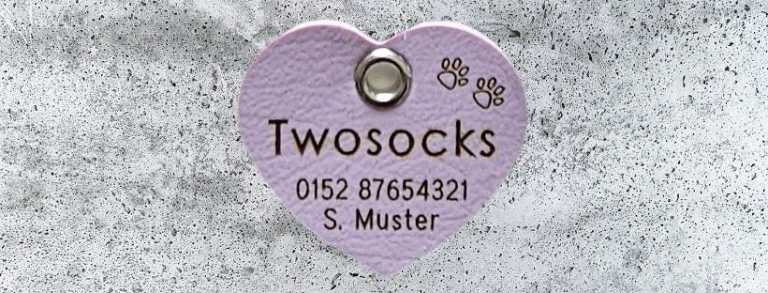 Hundemarke Biothane Herz flieder