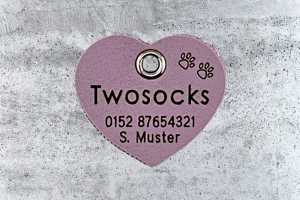 Hundemarke Biothane Herz flieder