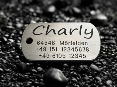 Hundemarke Edelstahl Dogtag, 50 mm, beidseitig