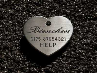 Hundemarke Edelstahl Herz, 35 mm, beidseitig