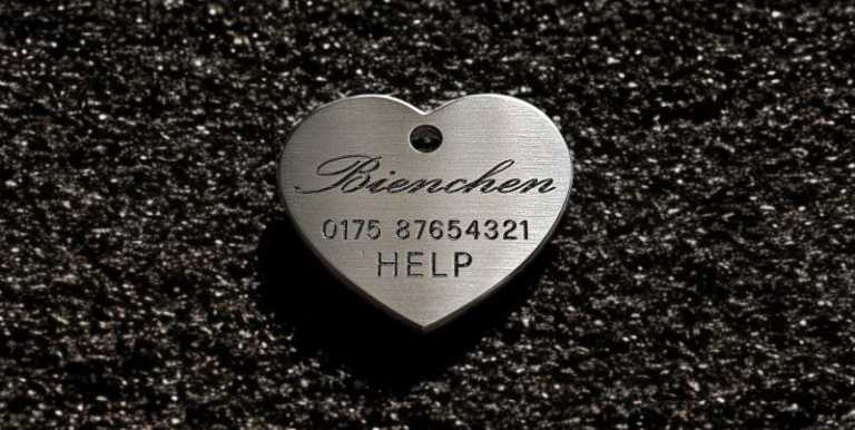 Hundemarke Edelstahl Herz, 35 mm, beidseitig