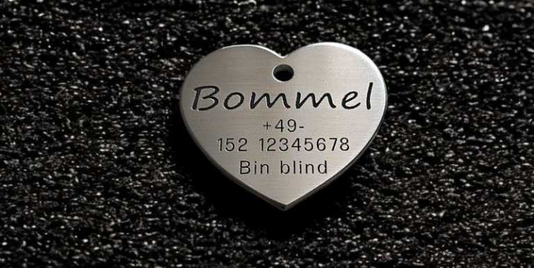 Hundemarke Edelstahl Herz, 40 mm, beidseitig