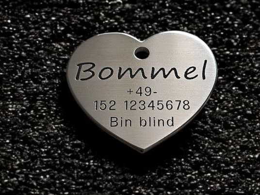 Hundemarke Edelstahl Herz 40 mm