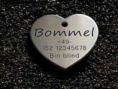 Hundemarke Edelstahl Herz 40 mm