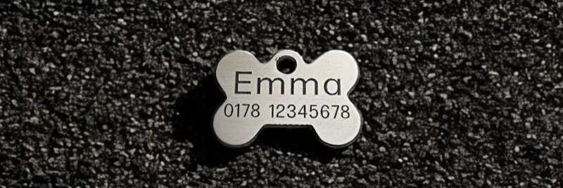 Hundemarke Edelstahl Knochen 28 mm, beidseitig