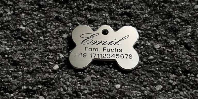 Hundemarke Edelstahl Knochen 38 mm, beidseitig