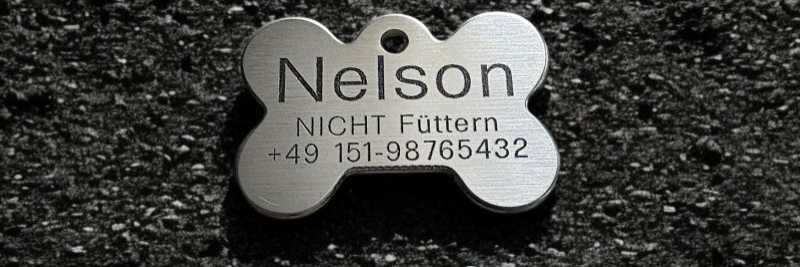 Hundemarke Edelstahl Knochen 44 mm, beidseitig