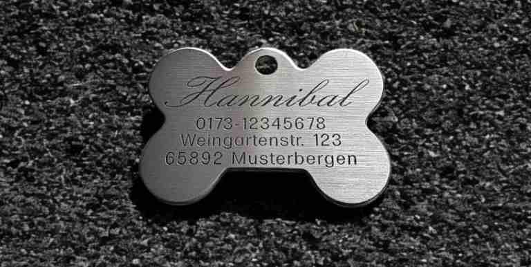 Hundemarke Edelstahl Knochen 50 mm, beidseitig