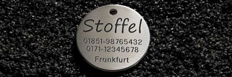 Hundemarke Edelstahl rund, 36 mm, beidseitig