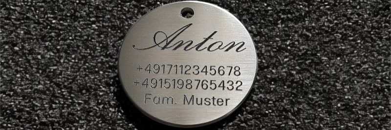 Hundemarke Edelstahl rund, 40 mm, beidseitig