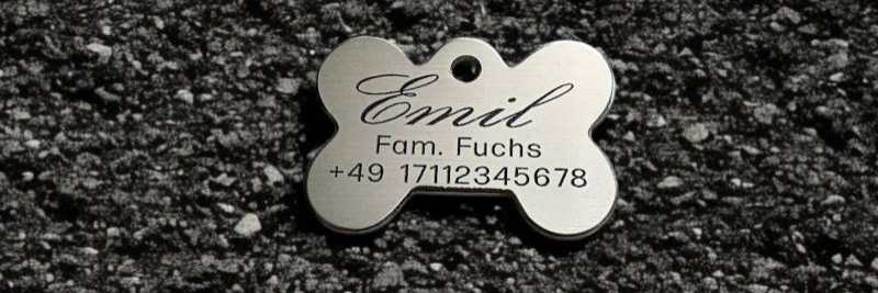 Hundemarke Edelstahl Knochen 38 mm