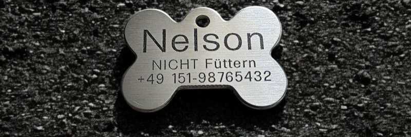 Hundemarke Edelstahl Knochen 44 mm