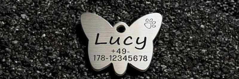 Hundemarke Edelstahl Schmetterling