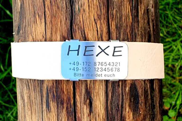 Hundemarke Plakette für dickere Halsbandmaterialien bis Breite 31 mm