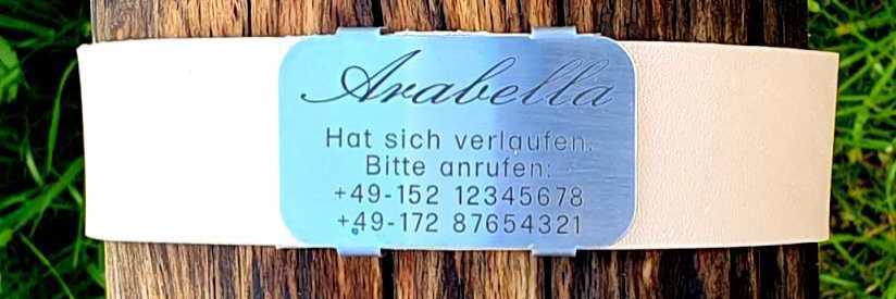 Hundemarke Plakette für dickere Halsbandmaterialien bis Breite 316 mm