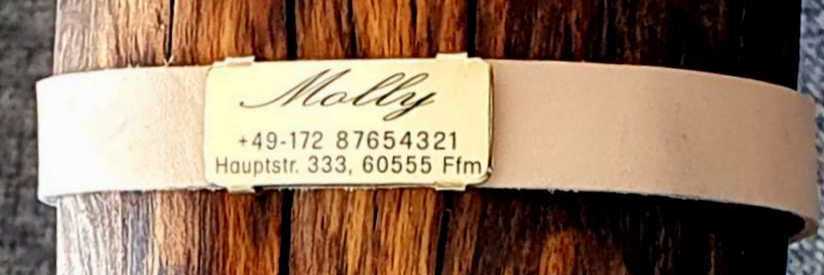 Hundemarke Plakette für dickere Halsbandmaterialien bis Breite 21 mm