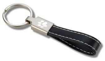 Schlüsselanhänger aus schwarzem Leder mit Pfotenabdruck