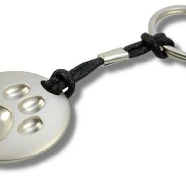 Schlüsselanhänger Metallpfote mit Stoffband