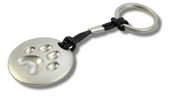 Schlüsselanhänger Metallpfote mit Stoffband