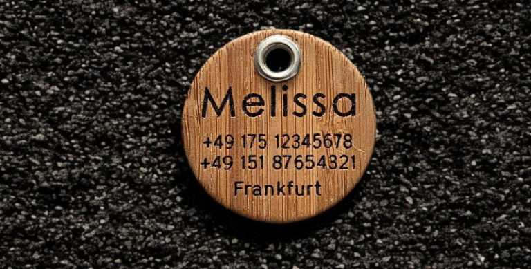 Hundemarke Bambus 36 mm einseitig oder beidseitig beschriftbar