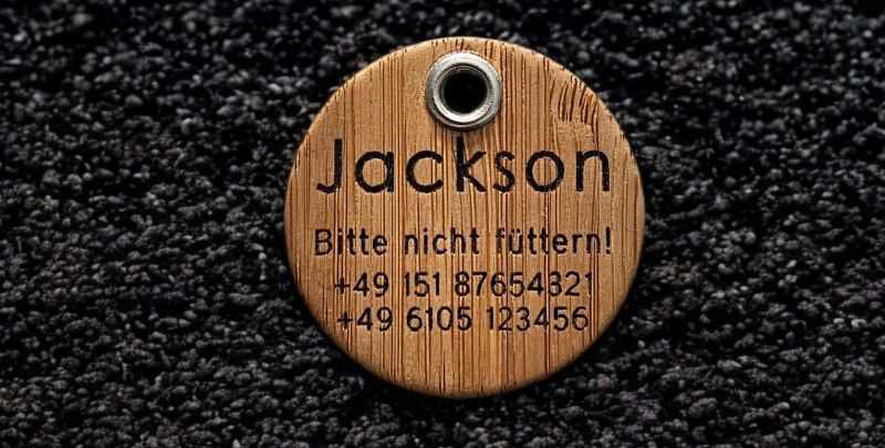 Hundemarke Bambus 40 mm inseitig oder beidseitig beschriftbar