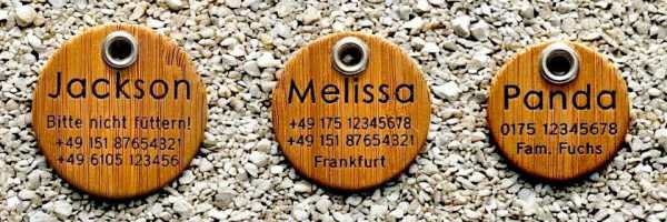 Hundemarken aus Bambus - Übersicht