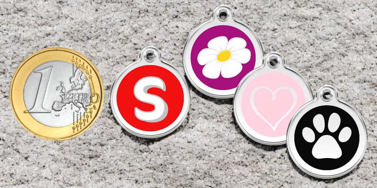 Hundemarke RedDingo Uebersicht hell gravierte Marken Größe S