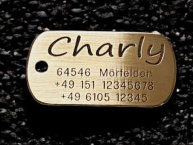 Hundemarke Messing Dogtag 50 mm
