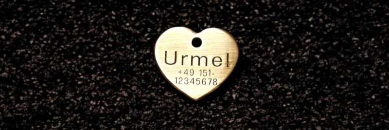 Hundemarke Messing Herz 30 mm ein- oder beidseitig graviertbar