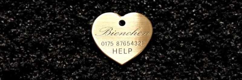 Hundemarke Messing Herz 35 mm ein- oder beidseitig graviertbar