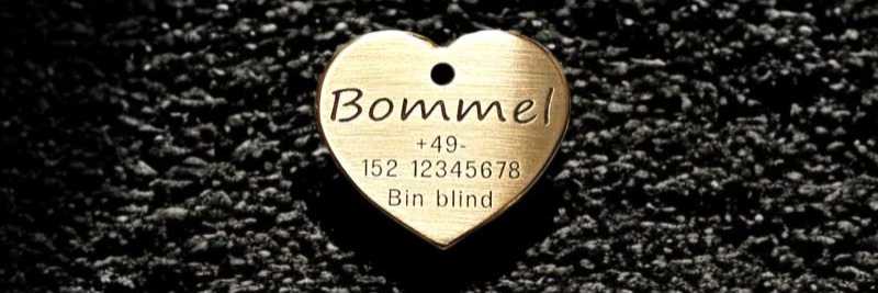 Hundemarke Messing Herz 40 mm ein- oder beidseitig graviertbar