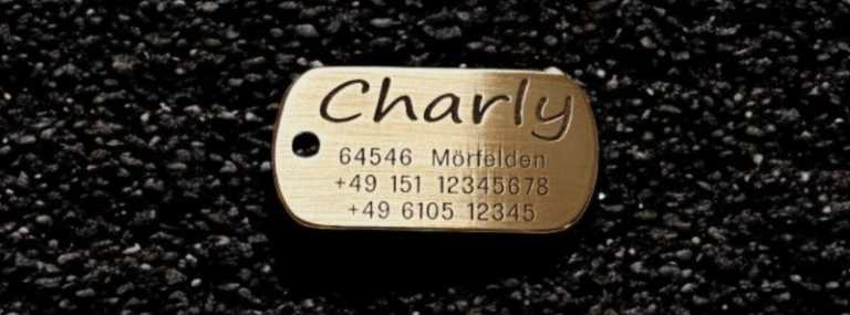 Hundemarke Messing Dogtag, 50 mm, beidseitig