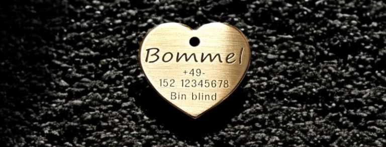 Hundemarke Messing Herz 40 mm ein- oder beidseitig graviertbar