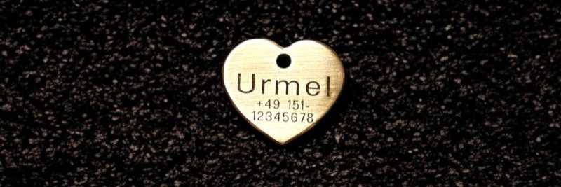 Hundemarke Messing Herz, 30 mm, beidseitig