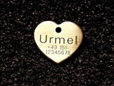 Hundemarke Messing Herz, 30 mm, beidseitig