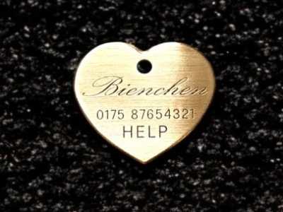 Hundemarke Messing Herz, 35 mm, beidseitig